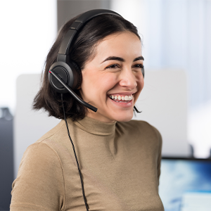 Woman talking on phone using the H3000 Bluetooth Over-Ear Headset