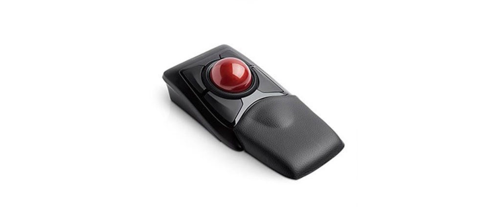 A Kensington Expert trackball mouse and detachable wrist rest