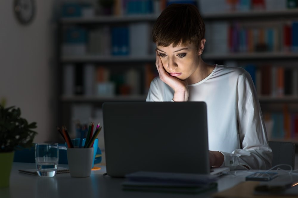 Woman working on a laptop