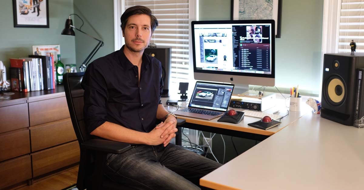 Remmert Van Braam at desk with Kensington trackballs