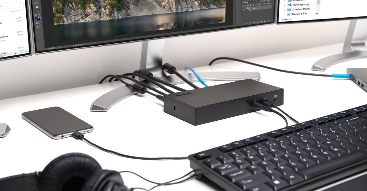 Kensington SD4800P docking station on desk